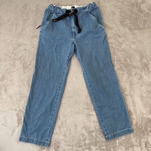 Kenzo Straight Leg Belted Denim Pants Men 28x30 Blue Wash Elastic Waist $398